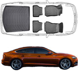 3D Fußmatten & Kofferraumwanne Auto Set Kompatibel mit Audi A5 8T 2007 - 2016