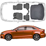3D Fußmatten & Kofferraumwanne Auto Set Kompatibel mit Audi A3 8Y Sedan TFSI Mild Hybrid ab 2020