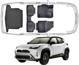 3D Fußmatten & Untere Kofferraumwanne Auto Set Kompatibel mit Toyota yaris Cross