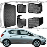3D Auto Fußmatten & Obere Kofferraumwanne Set Kompatibel mit Opel Corsa E 2014-2019