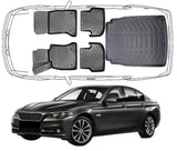 3D Fußmatten & Kofferraumwanne Auto Set Kompatibel mit BMW 5er F10 2013-2017 LCI Facelift Sedan Limousine