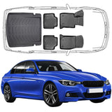 3D Auto Fußmatten & Kofferraumwanne Set Kompatibel mit BMW 3'er F30 2012-2019 Sedan Limousine