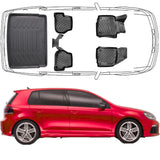 Set Autofußmatten und Kofferraummattem kompatibel mit VW Golf 6 (VI) 2008-2012