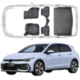 3D Auto Fußmatten & Untere Kofferraumwanne Set Kompatibel mit VW Golf VIII e-TSI Seit 2020
