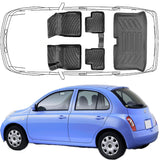 Trimak Passgenau 3D Auto Fußmatten & Kofferraumwanne Set Kompatibel mit Nissan Micra 3.Gen K12 2003-2010