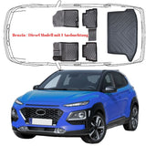 3D Auto Fußmatten & Kofferraumwanne Set Kompatibel mit Hyundai Kona 1.Gen 2017-2023 Model mit 1 Ausbuchtung
