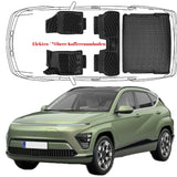 3D Auto Fußmatten & Obere Kofferraumwanne Set Kompatibel mit Hyundai Kona 2.Gen Elektro ab 2023