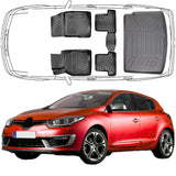 3D Auto Fußmatten & Kofferraumwanne Set Kompatibel mit Renault Megane III 2008-2016 HB