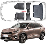 3D Auto Fußmatten & Kofferraumwanne Set Kompatibel mit KIA Niro 1.Gen Benzin 2016-2022