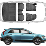 Set Autofußmatten und Untere Kofferraummatte kompatibel mit Kia Niro Hybrid 2.Gen 2022 - 2025