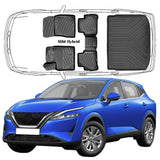 3D Fußmatten & Obere Kofferraumwanne Auto Set Kompatibel mit Nissan Qashqai 3.Gen J12 seit 2021