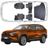 3D Auto Fußmatten & Kofferraumwanne Set Kompatibel mit Toyota RAV4 5.Gen ab 2018