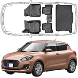 3D Auto Fußmatten & Kofferraumwanne Set Kompatibel mit Suzuki Swift 6.Gen 2017-2023