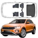 3D Auto Fußmatten & Obere Kofferraumwanne Set Kompatibel mit VW T-Roc seit 2017