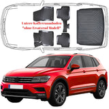 3D Auto Fußmatten & Untere Kofferraumwanne Set Kompatibel mit VW Tiguan II 2016-2023 *Ohne Ersatzrad Model