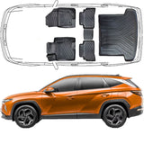 3D Fußmatten & Kofferraumwanne Auto Set Kompatibel mit Hyundai Tucson 4.Gen 2021 - 2024 *Modell ohne Soundsystem