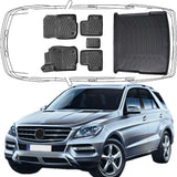 3D Auto Fußmatten & Kofferraumwanne Set Kompatibel mit Mercedes ML W166 2011-2018