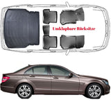 3D Fußmatten & Kofferraumwanne Auto Set Kompatibel mit MERCEDES C Klasse W204 Limousune 2007 - 2014 Umklappbare Rücksitze