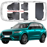 3D Auto Fußmatten & 7 Sitzer Kofferraumwanne Set Kompatibel mit VOLVO XC90 2.Gen HYBRID ab 2015