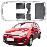 3D Auto Fußmatten & Kofferraumwanne Set Kompatibel mit Hyundai i20 1.Gen Typ PB 2008-2014