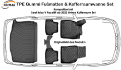 3D Fußmatten & Untere Kofferraumwanne Auto Set Kompatibel mit Seat Ibiza V Facelift ab 2022