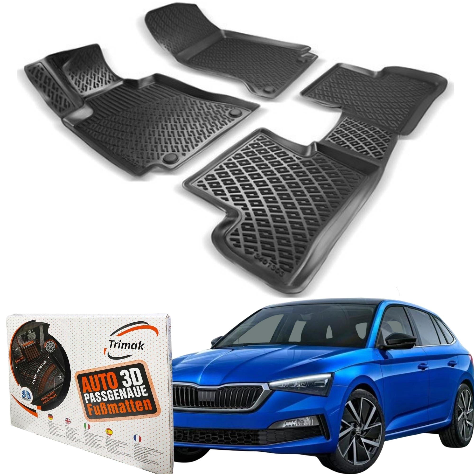 Trimak Perfecte 3D-vloermatten, compatibel met Volkswagen Caddy 5 Gen vanaf 2021, auto-accessoires, 1e en 2e rij, rubberen matten, TPE, all-weather, geurloos, antislip, voor en achter, zwart Trimak Perfecte 3D-vloermatten, compatibel met Volkswagen Caddy 5 Gen vanaf 2021, auto-accessoires, 1e en 2e rij, rubberen matten, TPE, all-weather, geurloos, antislip, voor en achter, zwart