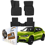 TRIMAK Autofußmatten kompatibel mit Alfa Romeo Stelvio ab 2017 Auto Allwetter Gummimatten