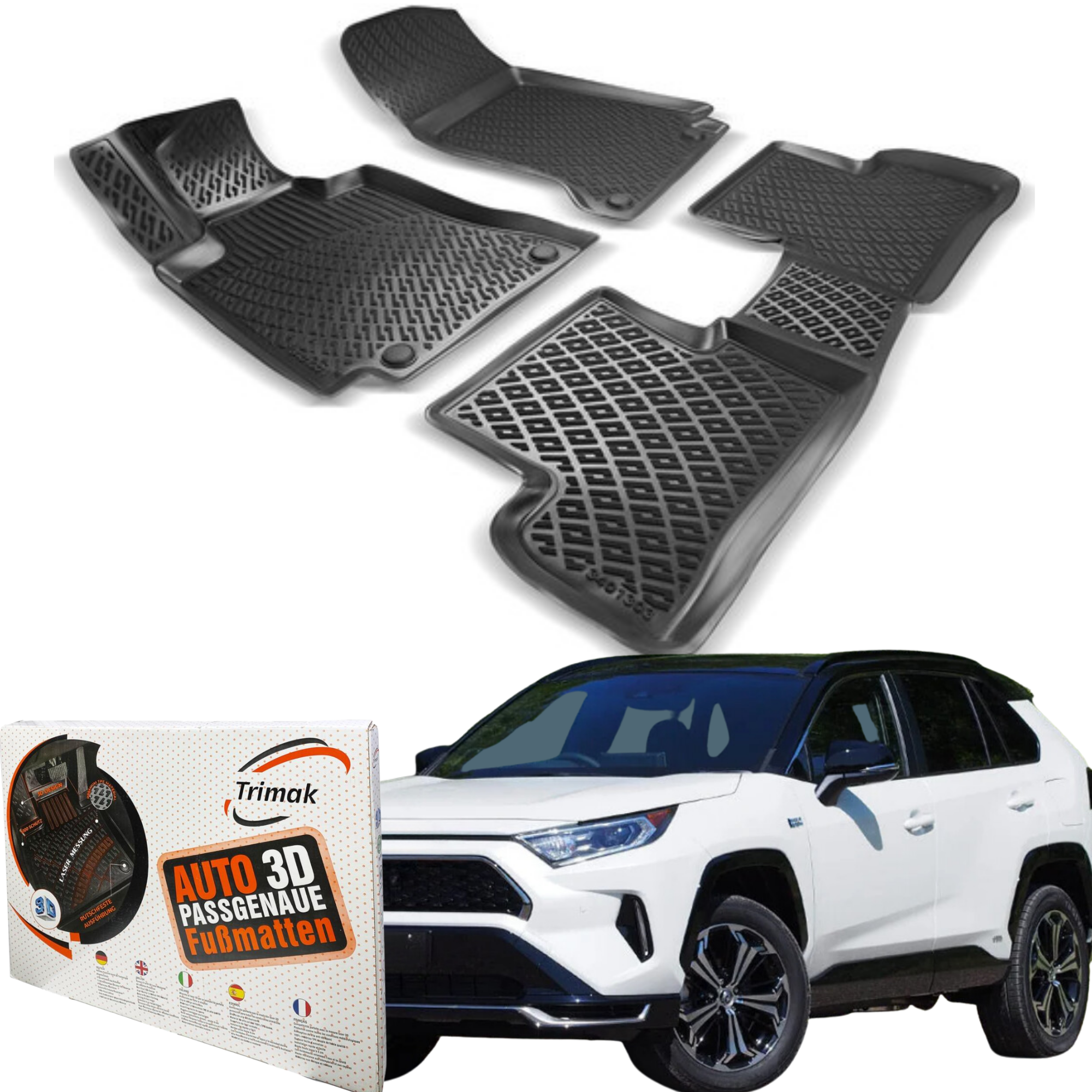 Trimak Autofußmatten kompatibel mit Toyota RAV4 5.Gen Ab 2018 Auto Allwetter Gummimatten