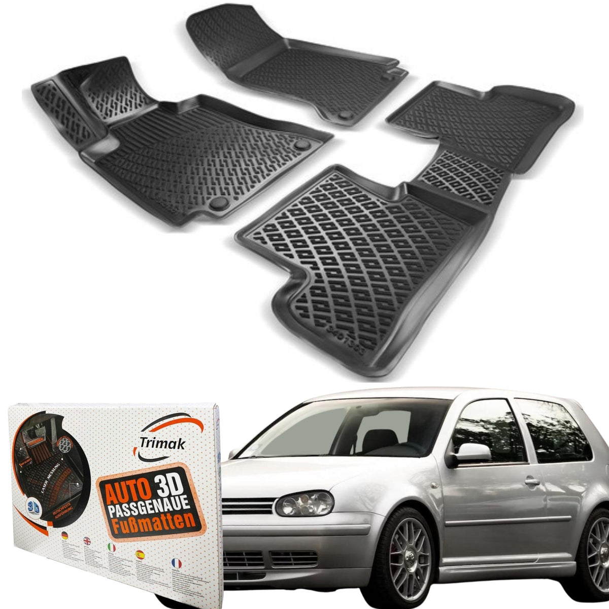 Trimak Autofußmatten kompatibel mit VW Golf IV 1997 - 2004 Auto Allwetter Gummimatten