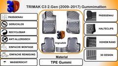 CITROEN C3 2.Gen (2009 - 2017)  Auto Gummimatten Autofußmatten