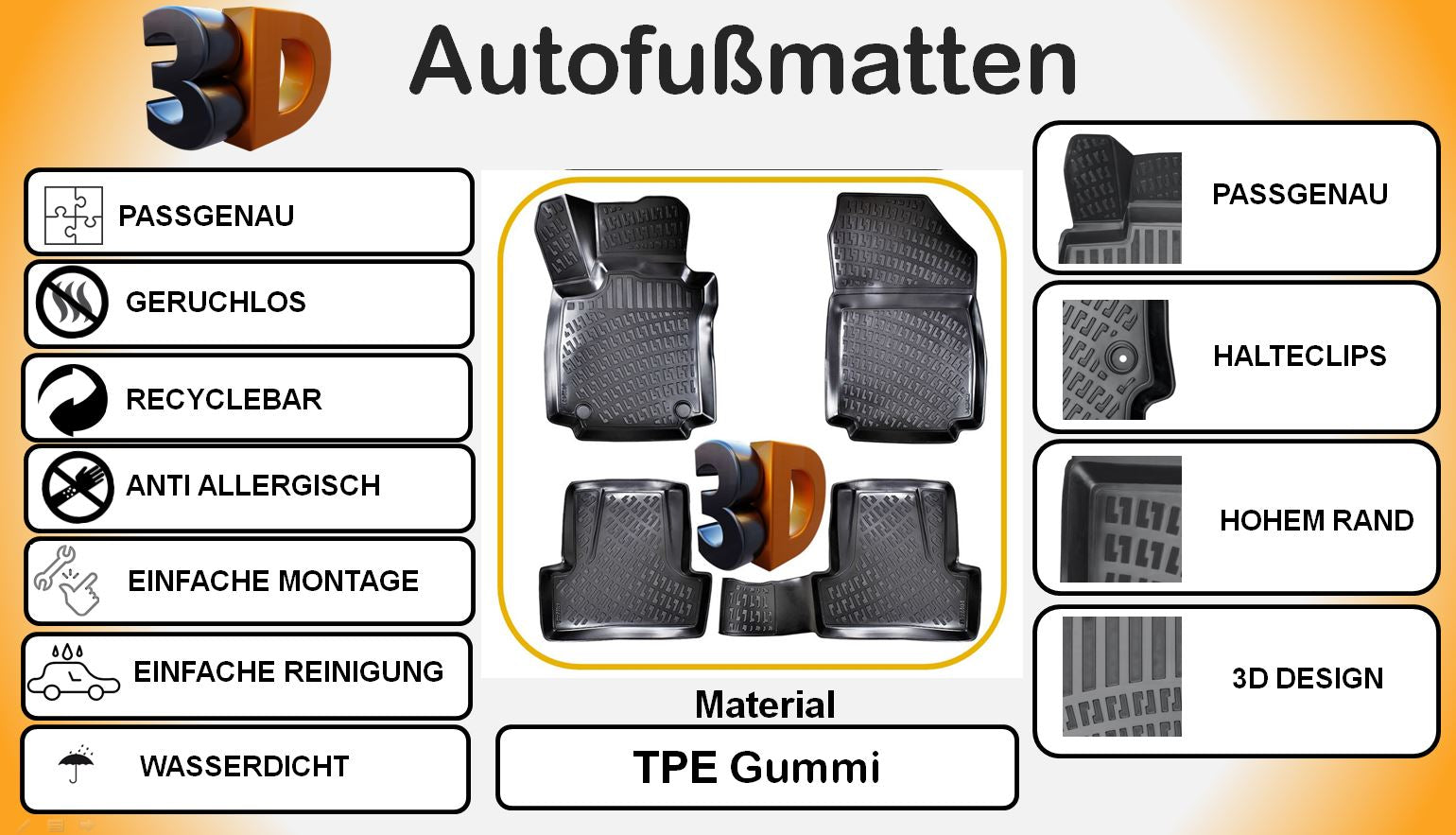 TRIMAK Renault Clio 4 (2012 - 2019)  Autofußmatten Gummimatten