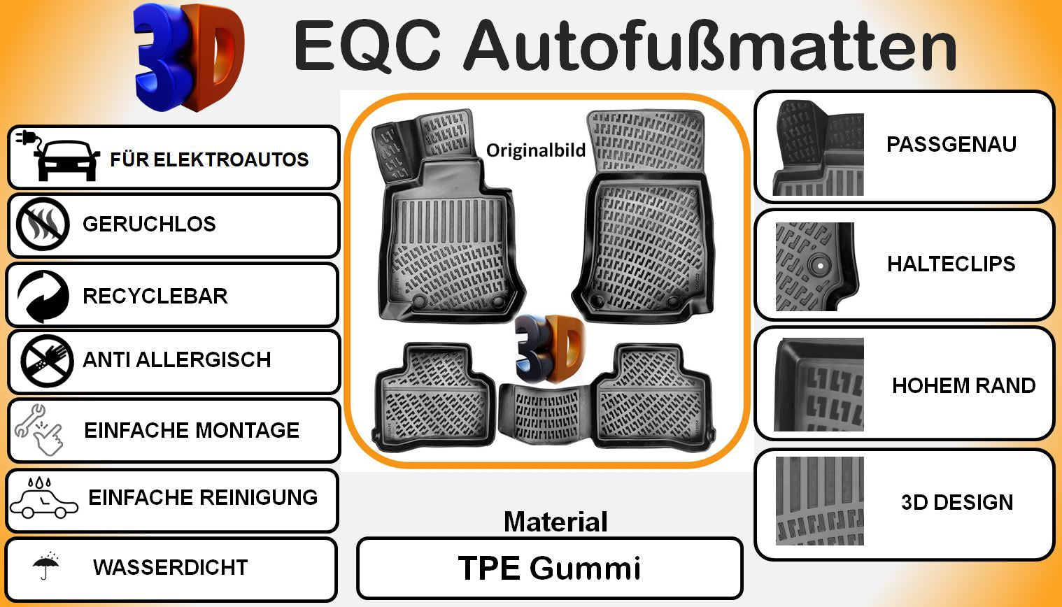 Mercedes-Benz EQC  (N 293)  Auto Gummimatten Autofußmatten Automatten