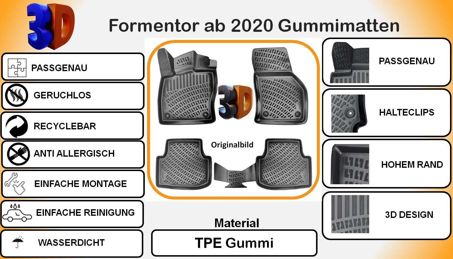 Trimak CUPRA Formentor ab 2020 Autofußmatten Gummimatten