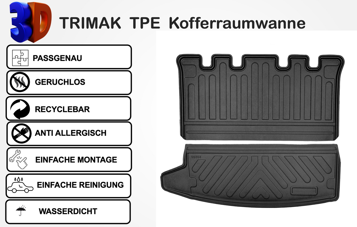 Trimak Kofferraumwanne kompatibel mit DACIA Jogger 5&7 Sitzer Kofferraumboden