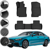 Rizline Premium Autofußmatten kompatibel mit Mercedes C Klasse W206 ab 2022 Premium Gummimatten