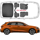 3D Auto Fußmatten & Kofferraumwanne Set Kompatibel mit Audi A3 8Y TFSI Mild Hybrid ab 2020