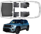 3D Fußmatten & Untere Kofferraumwanne Auto Set Kompatibel mit Jeep Renegade 2014 - 2024
