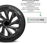 TRIMAK Radkappen 13, 14, 15, 16 Zoll Schwarz Silber 4er-Set