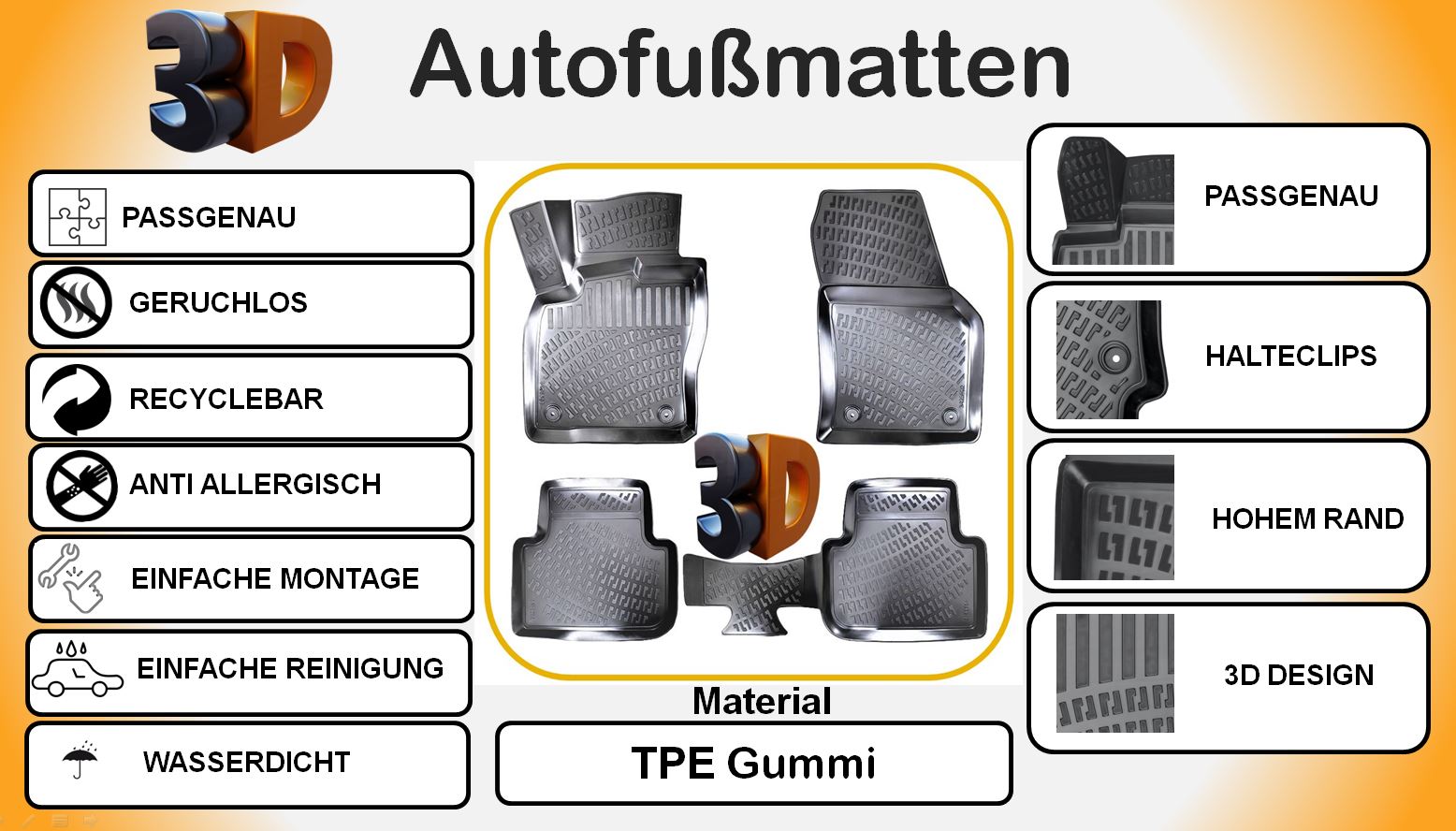 Trimak VW Tiguan 2.Gen ab 2016  Autofußmatten Gummimatten
