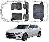 3D Fußmatten & Kofferraumwanne mit Ausbuchtung Auto Set Kompatibel mit Mercedes A Klasse W177 HB